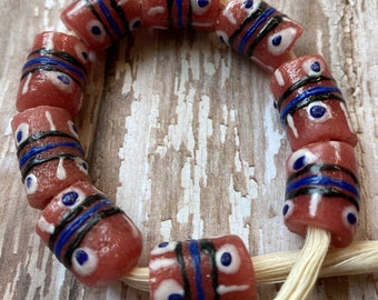 AFRICAN Krobo Bead, ROSE PINK African Krobo Beads from Ghana, African powdered glass beads, we have 8 color ways in this style