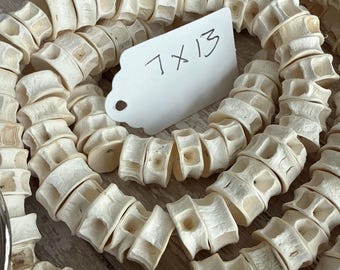 African Fish Bone Beads, Extra Long Strands of Fish Bones, Fish vertebrae approximately 6 x 14-15mm, FAST SHIP, Last of this inventory