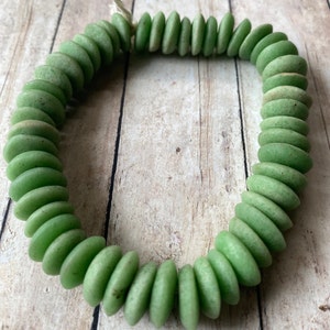 African ASHANTI Mint Green, Glass Spacers, Approx 15mm each bead varies, Handmade Glass spacers from Africa, Ashanti Glass, ships FaSt