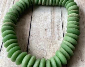 African ASHANTI Mint Green, Glass Spacers, Approx 15mm each bead varies, Handmade Glass spacers from Africa, Ashanti Glass, ships FaSt