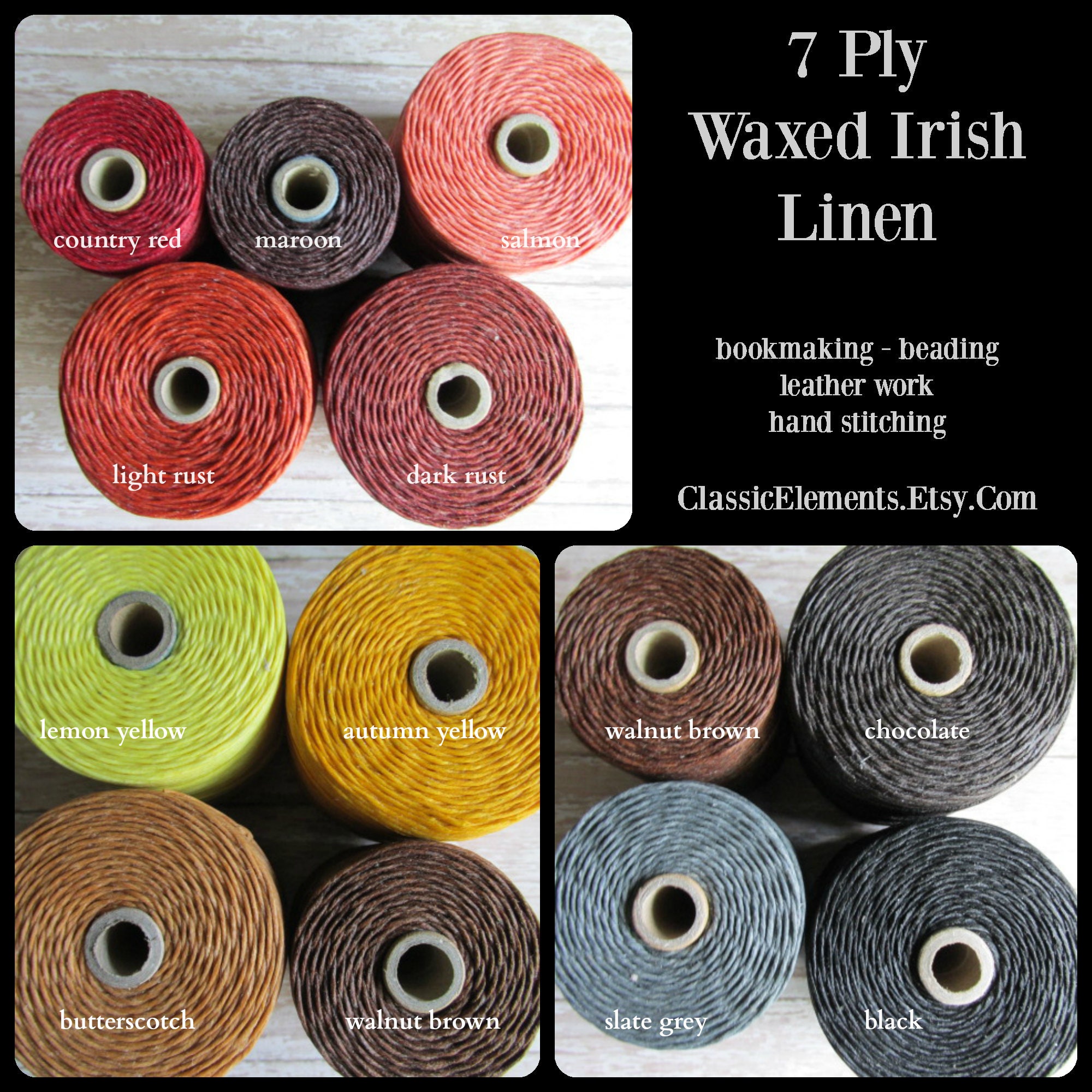 7 Ply Waxed Irish Linen Thread Choose Five Ten or Fifteen Etsy