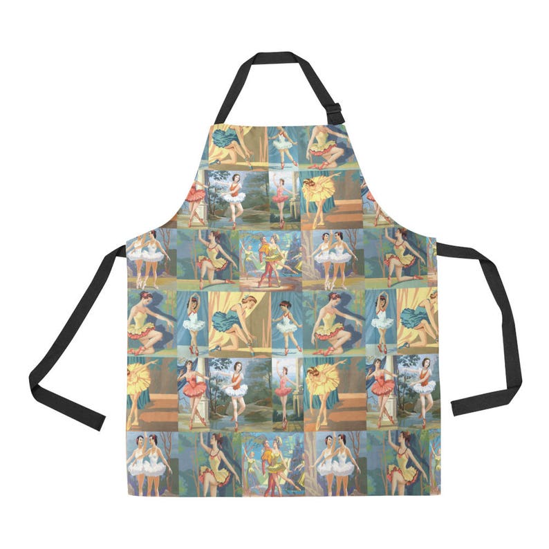 Vintage Paint by Number Dancers Adjustable Bib Apron pbn ballerinas full size apron image 2