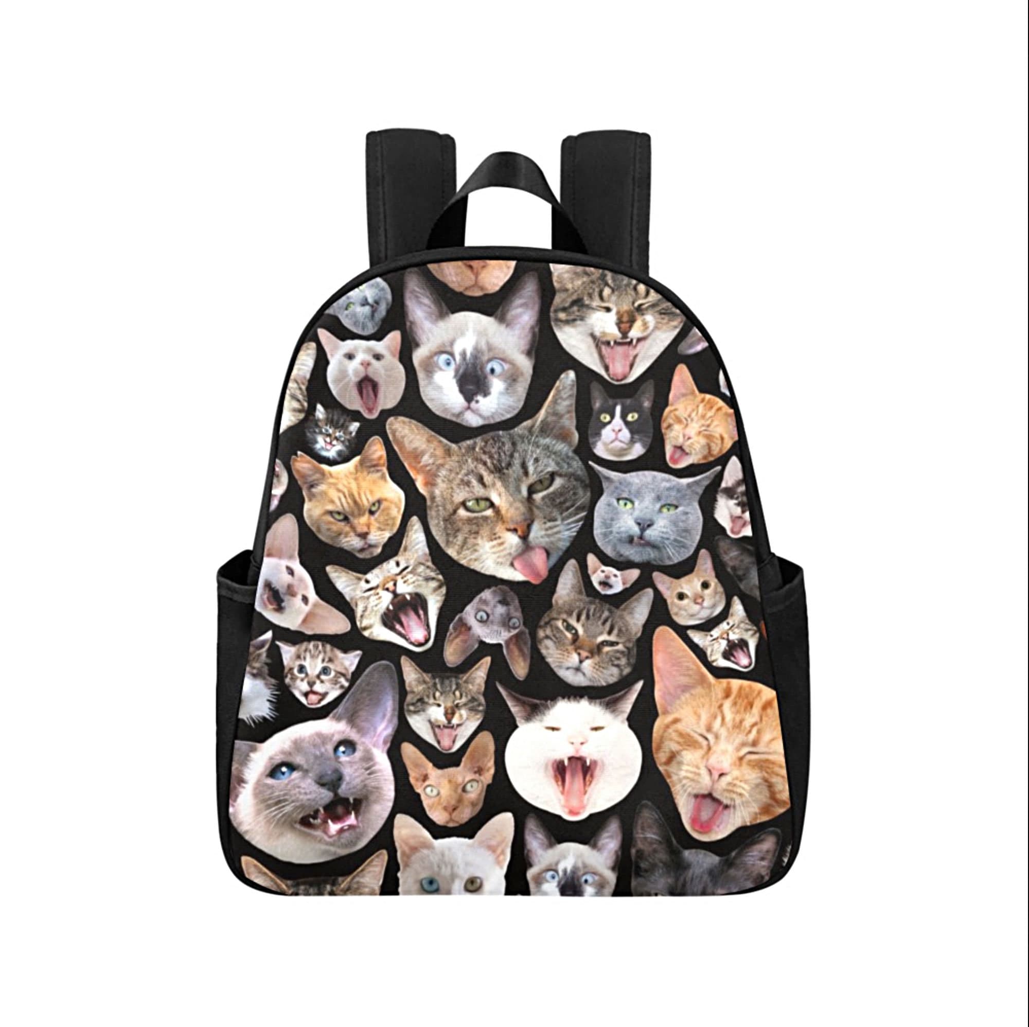 Cats Backpack Multi Pocket Zippered Backpack With Funny Cat 