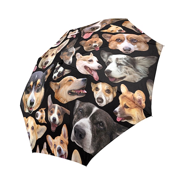 Corgis Umbrella - dog umbrella - funny photos of corgi dogs - black or white background