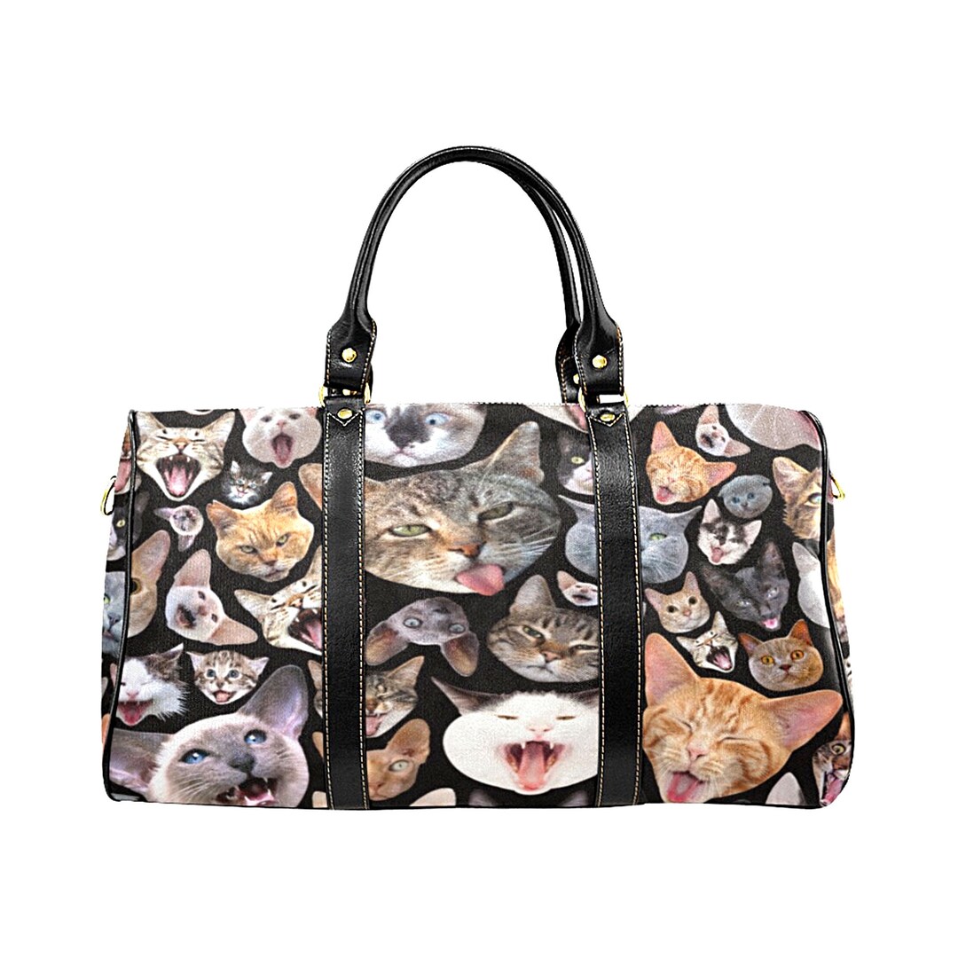 Cats Travel Bag Zippered Luggage With Funny Cat Photos Waterproof Etsy