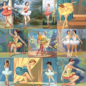 Vintage Paint by Number Dancers Adjustable Bib Apron pbn ballerinas full size apron image 3