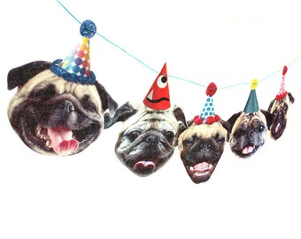 Pugs Dog Birthday Garland - party decoration for Pug lovers