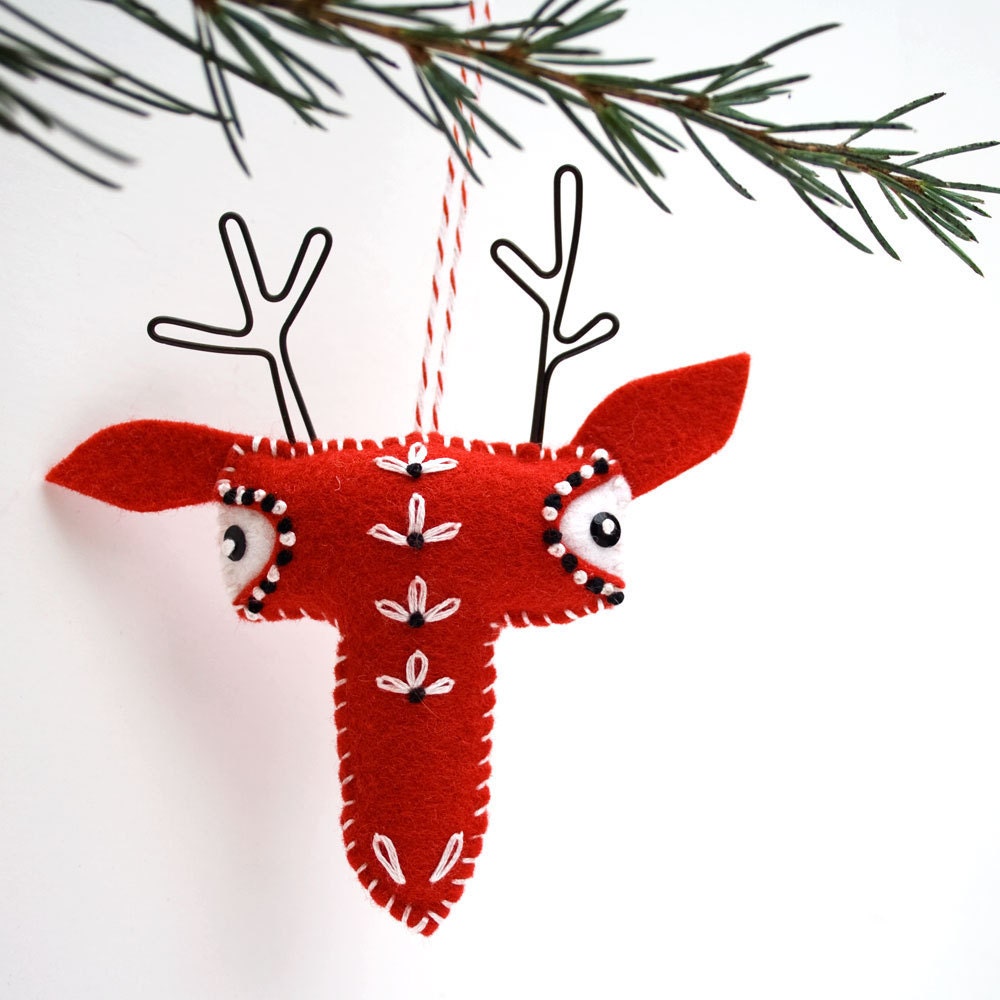 Scandinavian felt reindeer ornament hand embroidered etsy Scandinavian felt reindeer ornament hand embroidered etsy