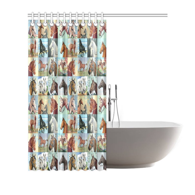 Vintage Paint By Number Horses Shower Curtain pbn horses vintage western paintings image 2