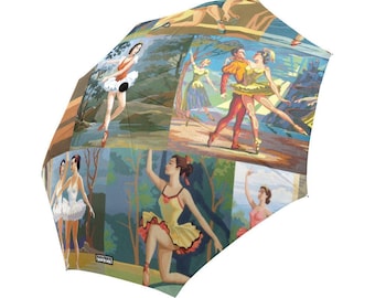 Paint By Number Ballet Dancers Umbrella - PBN ballerinas foldable umbrella