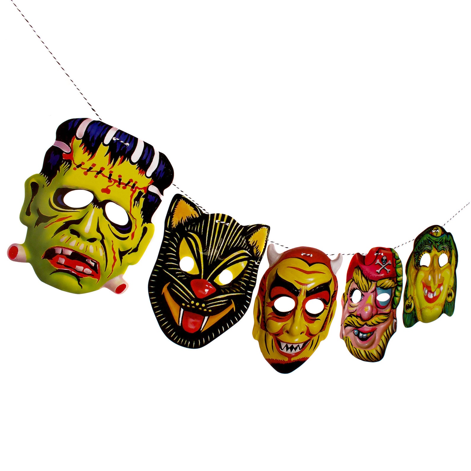 Vintage Halloween Masks Garland Printed Photo Reproduction Etsy