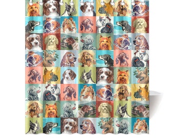 Novelty Paint By Number Dogs Shower Curtain - pbn dogs - vintage paint by number