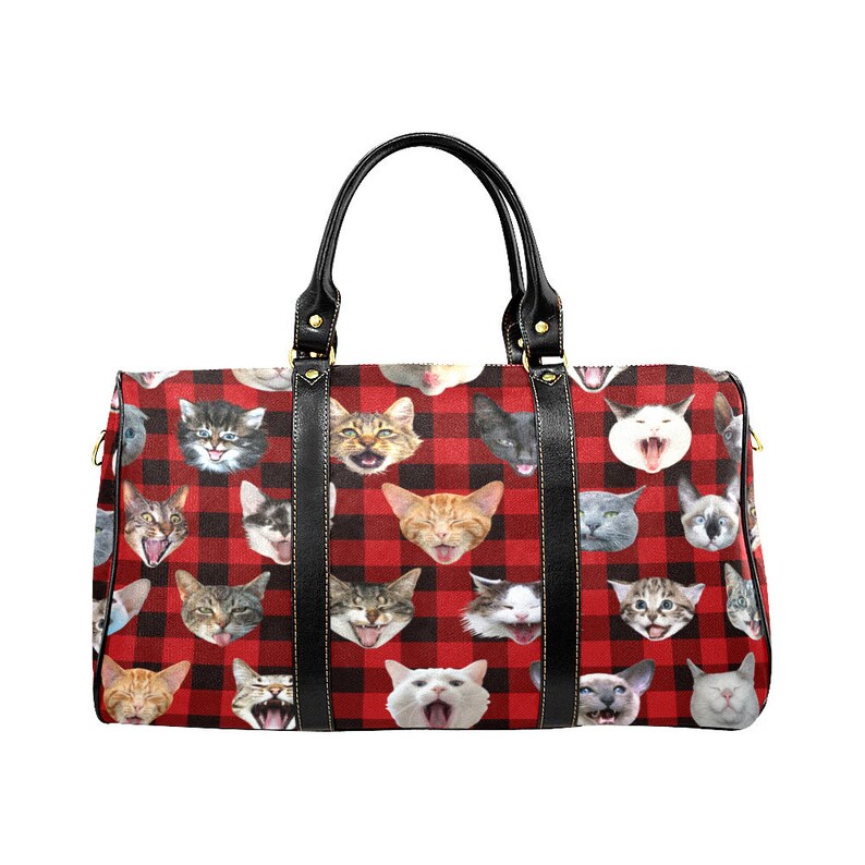 Cats Travel Bag Large Zippered Luggage With Funny Cat Photos Etsy