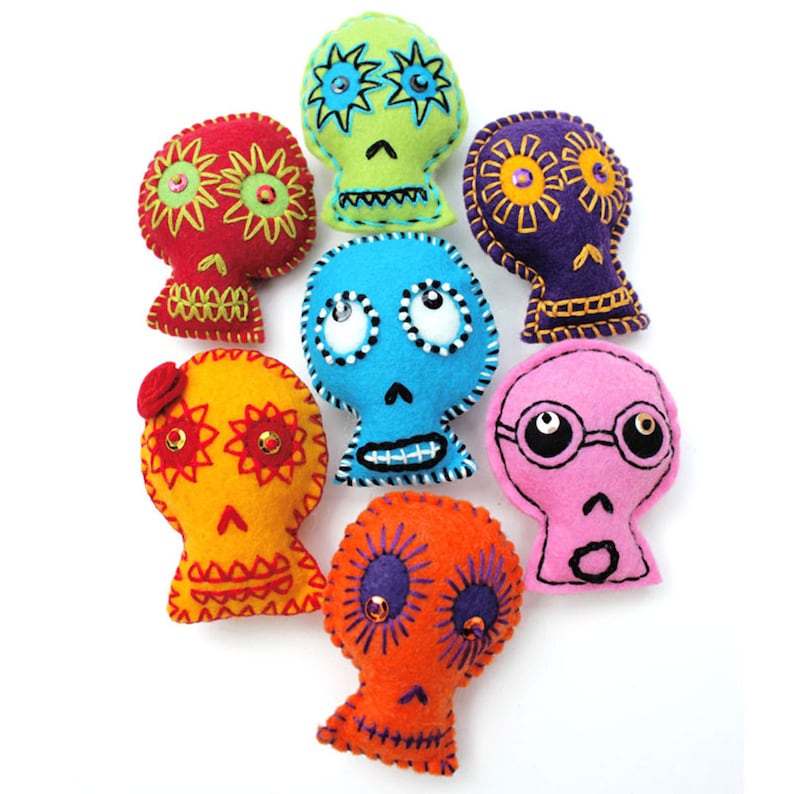 Day of the Dead Sugar Skull Garland Mexican folk art hand embroidered felt Halloween decorations