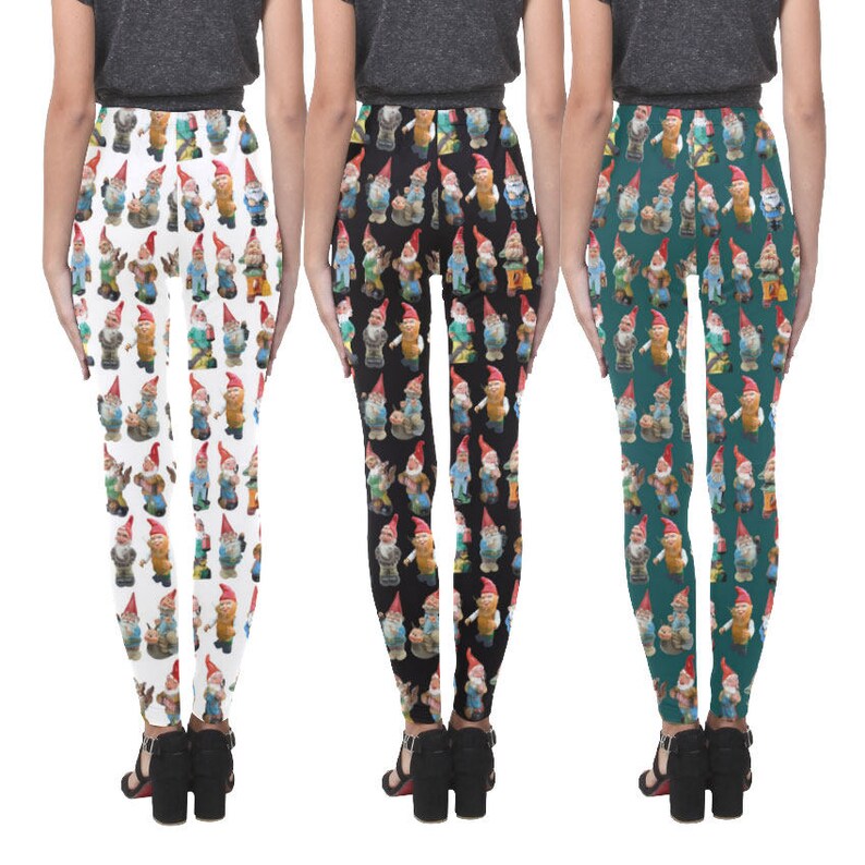 Vintage Garden Gnomes Leggings Photographic Gnomes Fabric Etsy