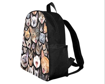 Cats Backpack Multi Pocket Zippered Backpack With Funny Cat - Etsy