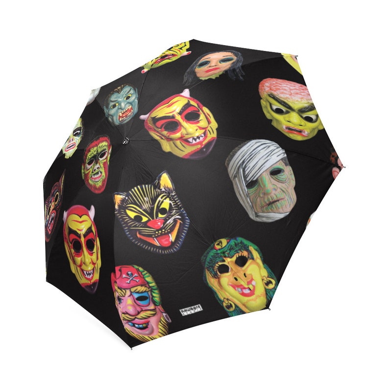 Vintage Masks umbrella Halloween umbrella photos of vintage Halloween masks Halloween umbrella image 1