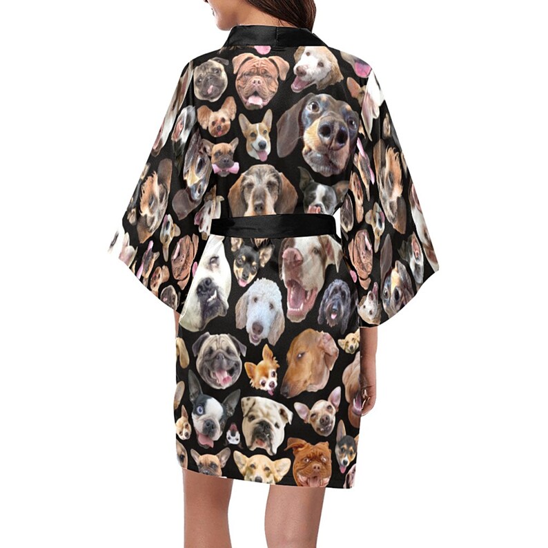 Dogs Kimono Robe printed women's dog print short kimono bath robe USA XS-2XL image 4
