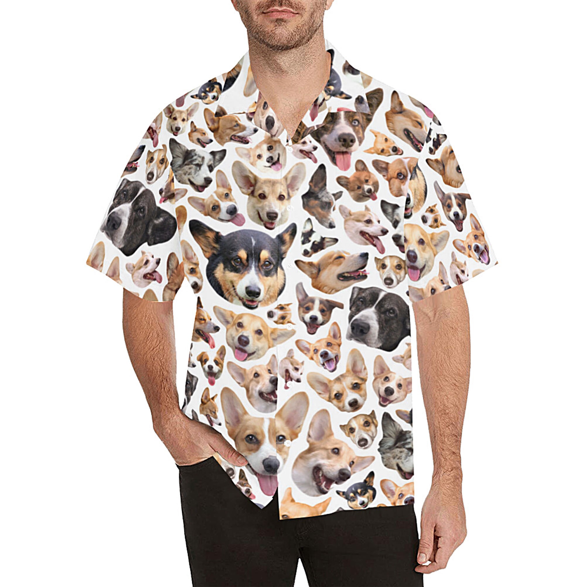 mens corgi button up shirt