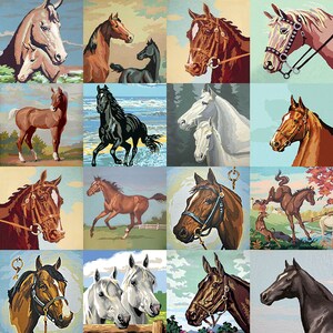 Vintage Paint By Number Horses Shower Curtain pbn horses vintage western paintings image 4