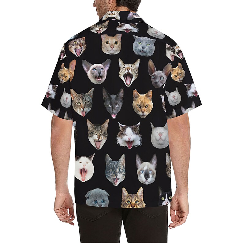 Cats Men's Shirt Casual Buttondown Short Sleeve With Etsy