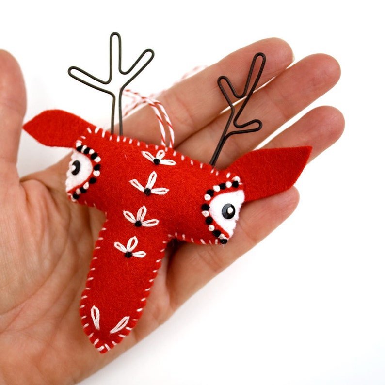 Scandinavian felt reindeer ornament hand embroidered etsy Scandinavian felt reindeer ornament hand embroidered etsy
