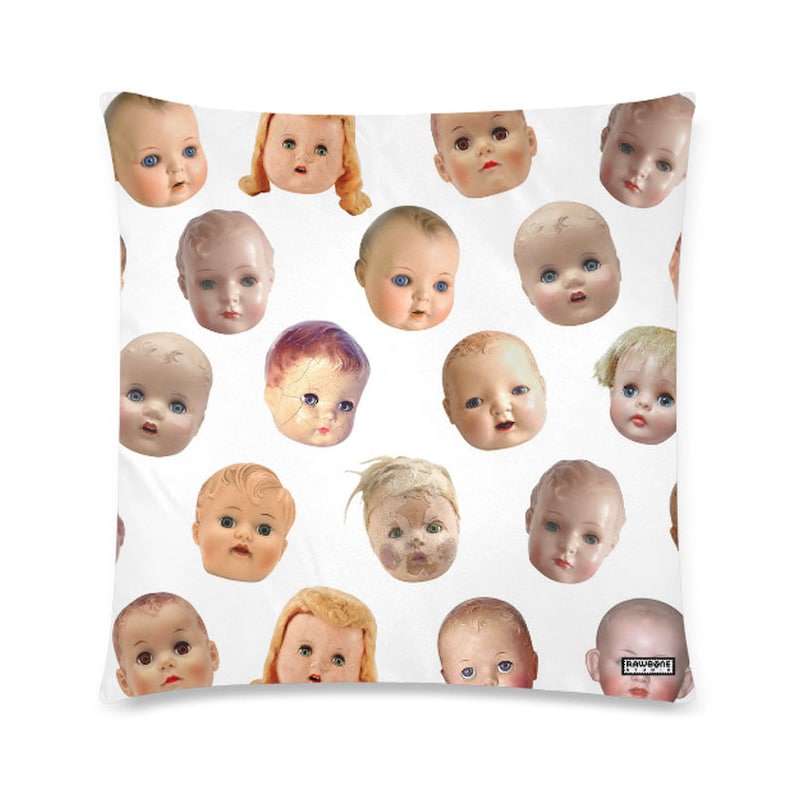 Doll Head Throw Pillow Cover photos of vintage doll heads image 5