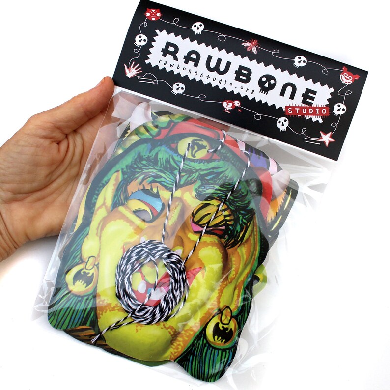 Vintage Halloween Masks Garland Printed Photo Reproduction Etsy