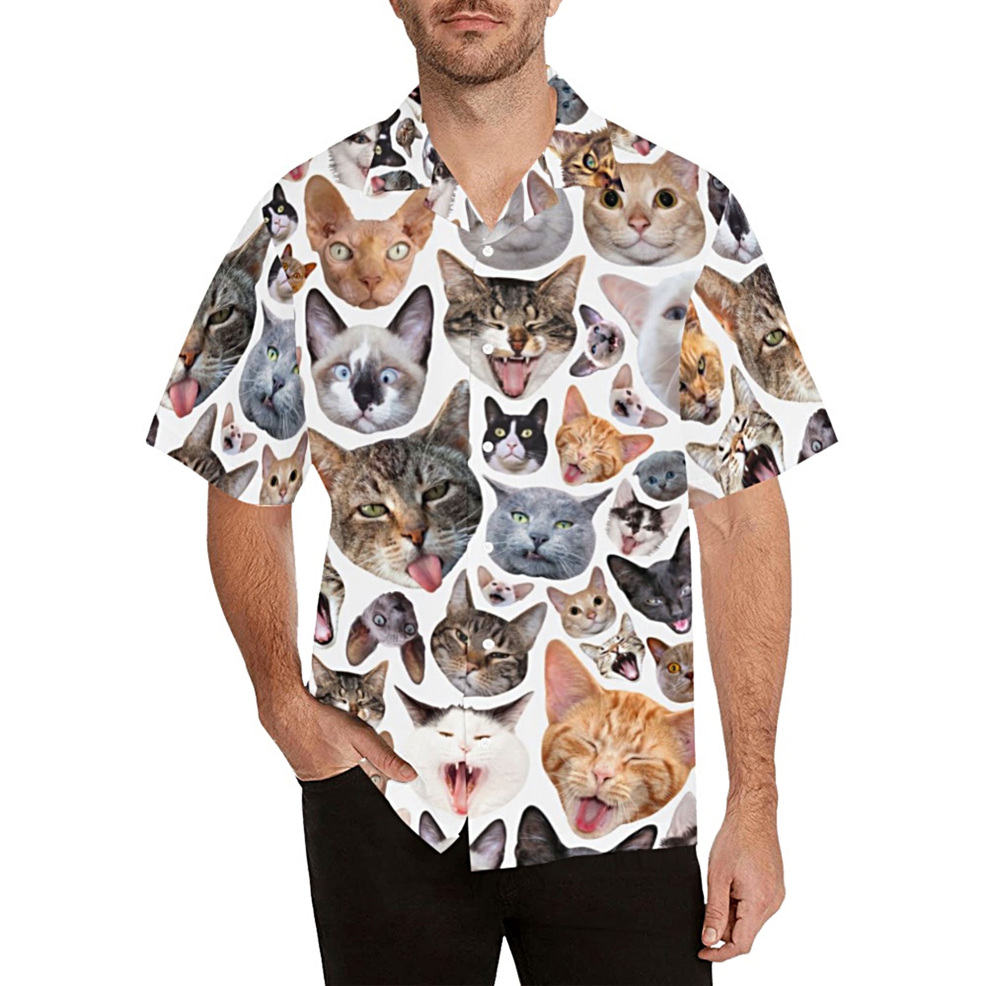 Cat Graphic Hawaiian Shirt, Cat Lovers Gift