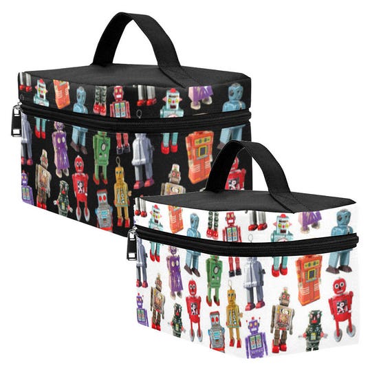 Vintage Robots Toiletry Bag Retro Dopp 