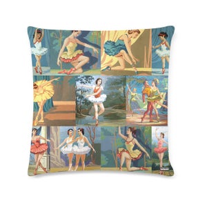 Paint by Number Ballerinas Throw Pillow Cover vintage paint image 2
