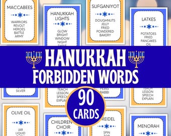 Hanukkah Forbidden Words Game, Hanukkah Trivia Game, Jewish Games, Hanukkah Classroom Activity, Hanukkah Party Game, Hebrew School Game