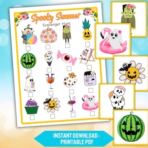 Spooky Summer Scavenger Hunt, Summer Halloween Game for Kids & Tweens, Pool Party Activity, Halloween in Summer, Printable Treasure Hunt