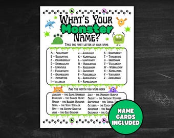 Halloween Monster What's Your Name Game Generator for kids, Printable Birthday Party Activity, Halloween Game Icebreaker, Family Game Night