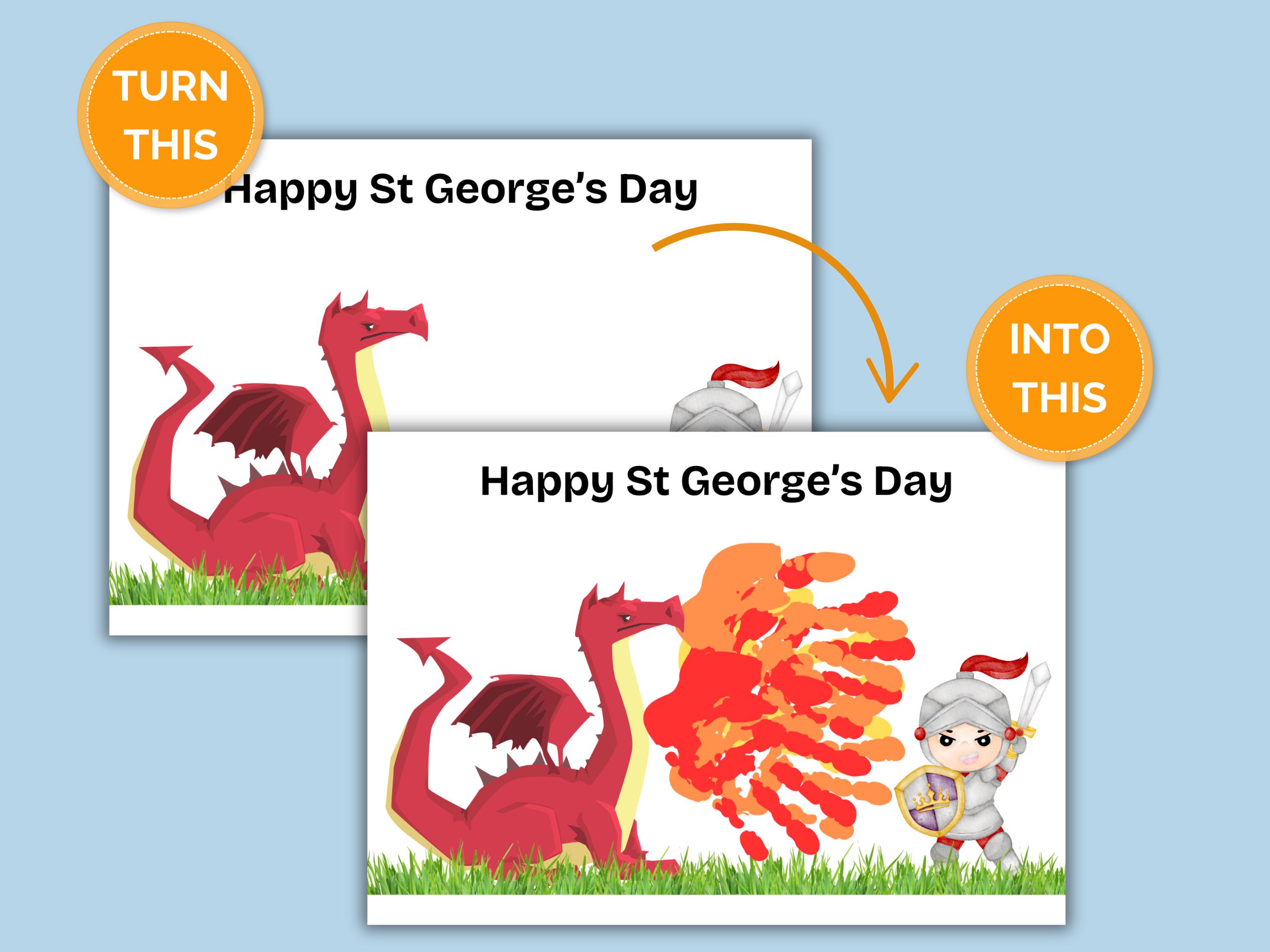 George and the Dragon Handprint Craft Printable, Fun Handprint Art ...