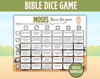 Moses trivia game Bible trivia game, Moses trivia dice game Moses story Bible dice game, Sunday school lesson vacation Bible school activity