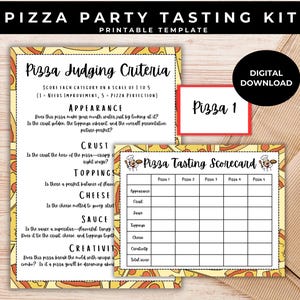 Pizza Party Tasting Kit, Pizza Tasting Scorecard Printable, Pizza Party, Pizza Day, Tasting score card, Pizza night, pizza party activity