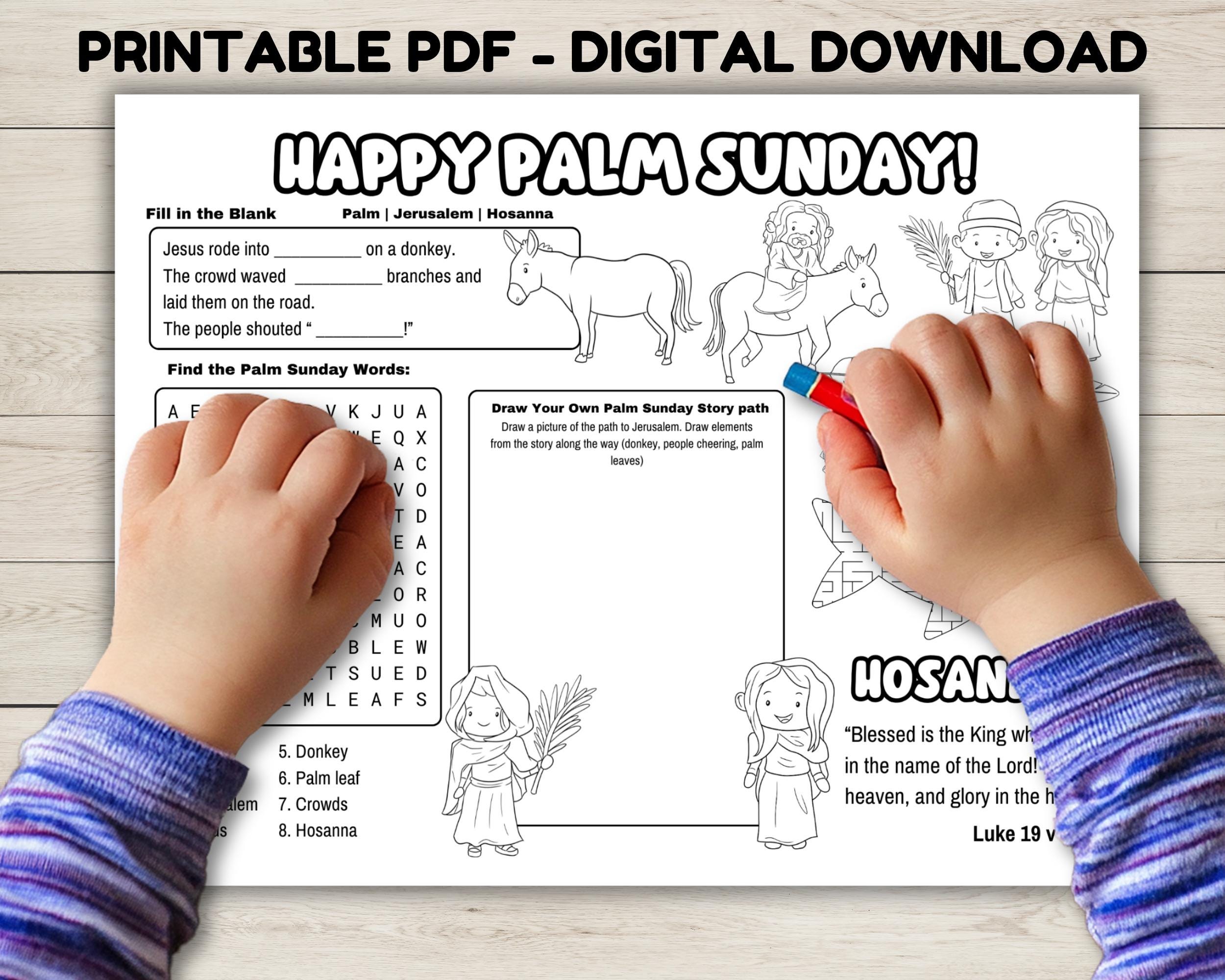 Fun Easter Printable Coloring Activity Sheet for Kids. Engaging Palm ...