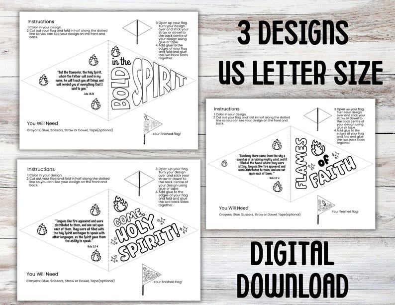 Pentecost Pennant Flag Bible Coloring Craft Printable, Pentecost Sunday ...