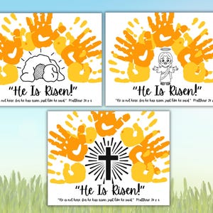 Easter Handprint Craft Printable, Easter handprint art activity, Easter preschool activity,  Easter Sunday School craft activity,