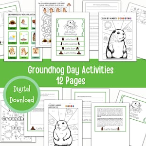 Groundhog Day printable activity bundle instant download, Groundhog printable for kids, Groundhog classroom and homeschool activity.