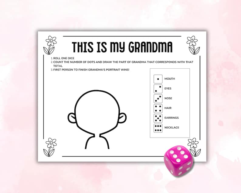 Printable Grandma Roll a Dice Game for Grandparent's Day and Birthday ...
