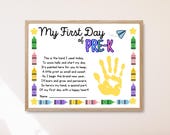 First Day of Pre-K Handprint Craft Back to School Handprint Art, Infant Handprint Poem, 1st Day of School Kids Keepsake Teacher Resource