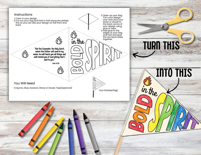 Pentecost Pennant Flag Bible Coloring Craft Printable, Pentecost Sunday ...