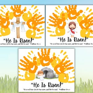 Easter Handprint Craft Printable, Easter handprint art activity, Easter preschool activity, Handprint Easter Sunday School craft activity