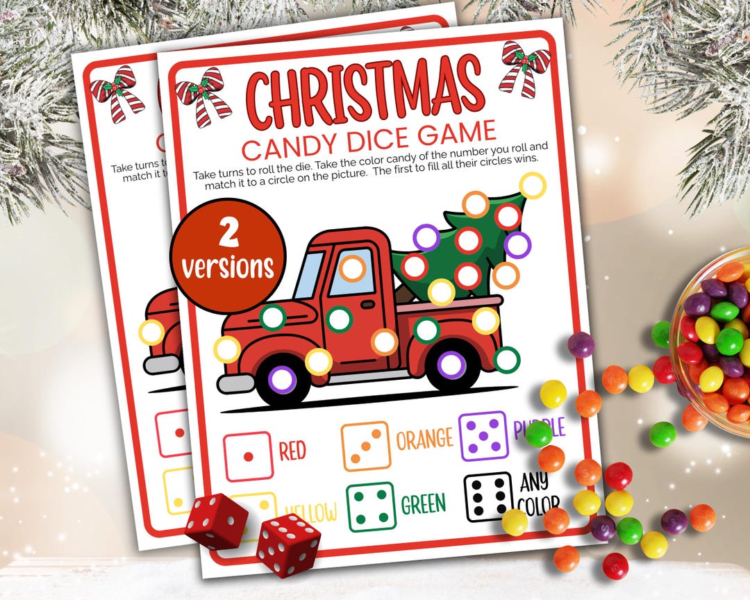 Christmas Candy Dice Game for Kids Printable, Roll a Tree Christmas ...