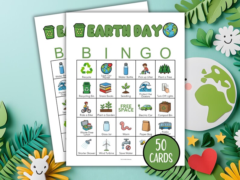 Earth Day Bingo Game for Kids Printable, Earth Day Party Game ...