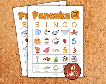 Juego de bingo de panqueques para niños imprimible, juego de fiesta de Mardi Gras, tarjetas de bingo del Martes de Carnaval, actividad para el aula del Martes de Carnaval, juego del Día del Panqueque