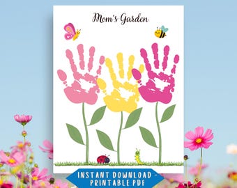 Mothers Day Handprint Craft Printable for Mom, Mothers Day Toddler Craft, Toddler Art for Moms Birthday, Mother's Day Craft Preschool