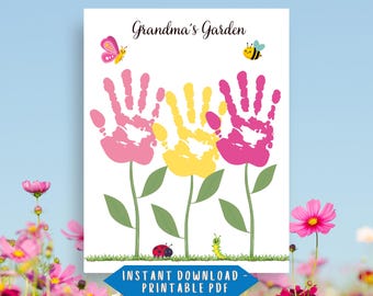 Grandma Handprint Craft Printable, Handprint Grandma Mothers Day Printable, DIY Gift for Grandma from Grandkids, Mother's Day Gift